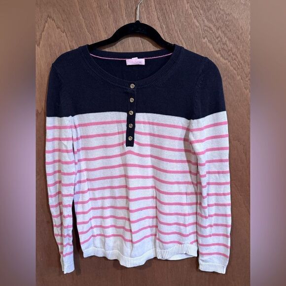 Lilly Pulitzer Blue and Pink Striped Sweater Size M - Picture 1 of 8